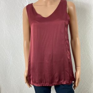 Débardeur sans manches soie rouge bordeaux Natacha