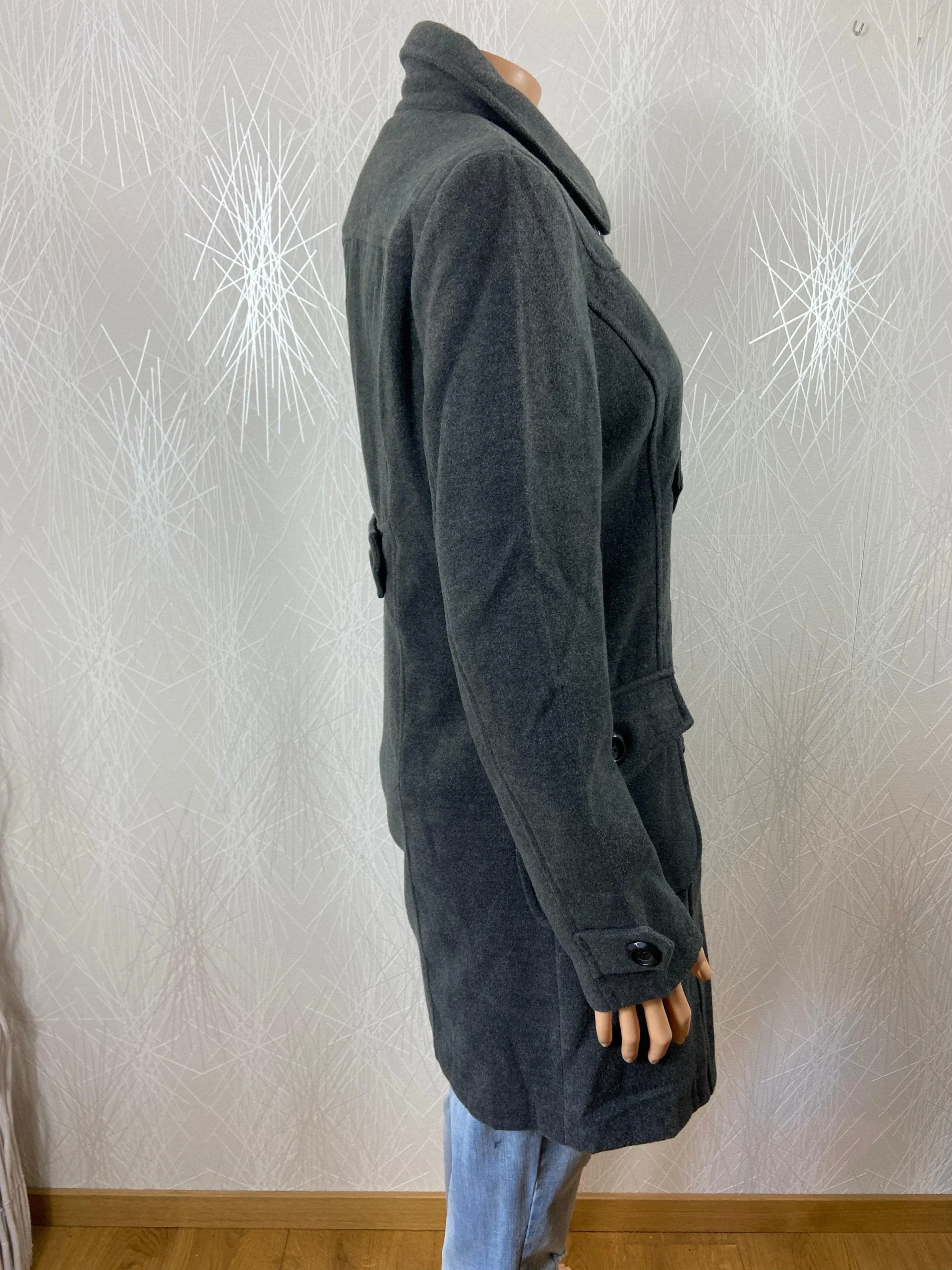 Manteau duffle-coat doublé laine gris Zafa – Image 4