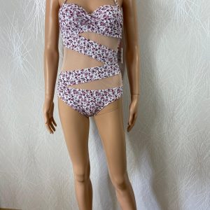 Original maillot de bain 1 pièce monokini effet lanière bretelles réglables Fei
