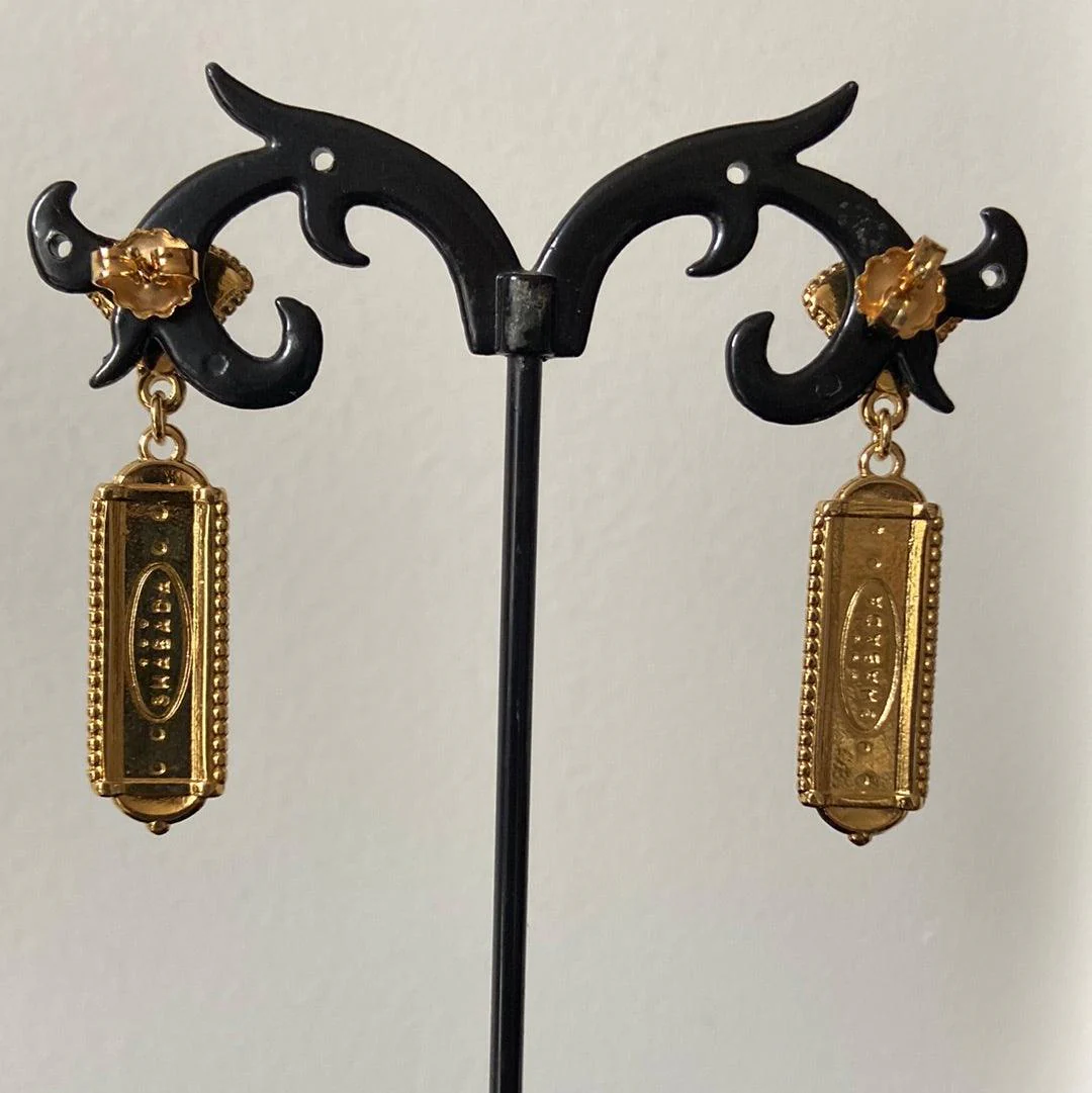 Boucles d’oreilles pendantes plaqué or pierre semi précieuse jaune Shabada – Image 7