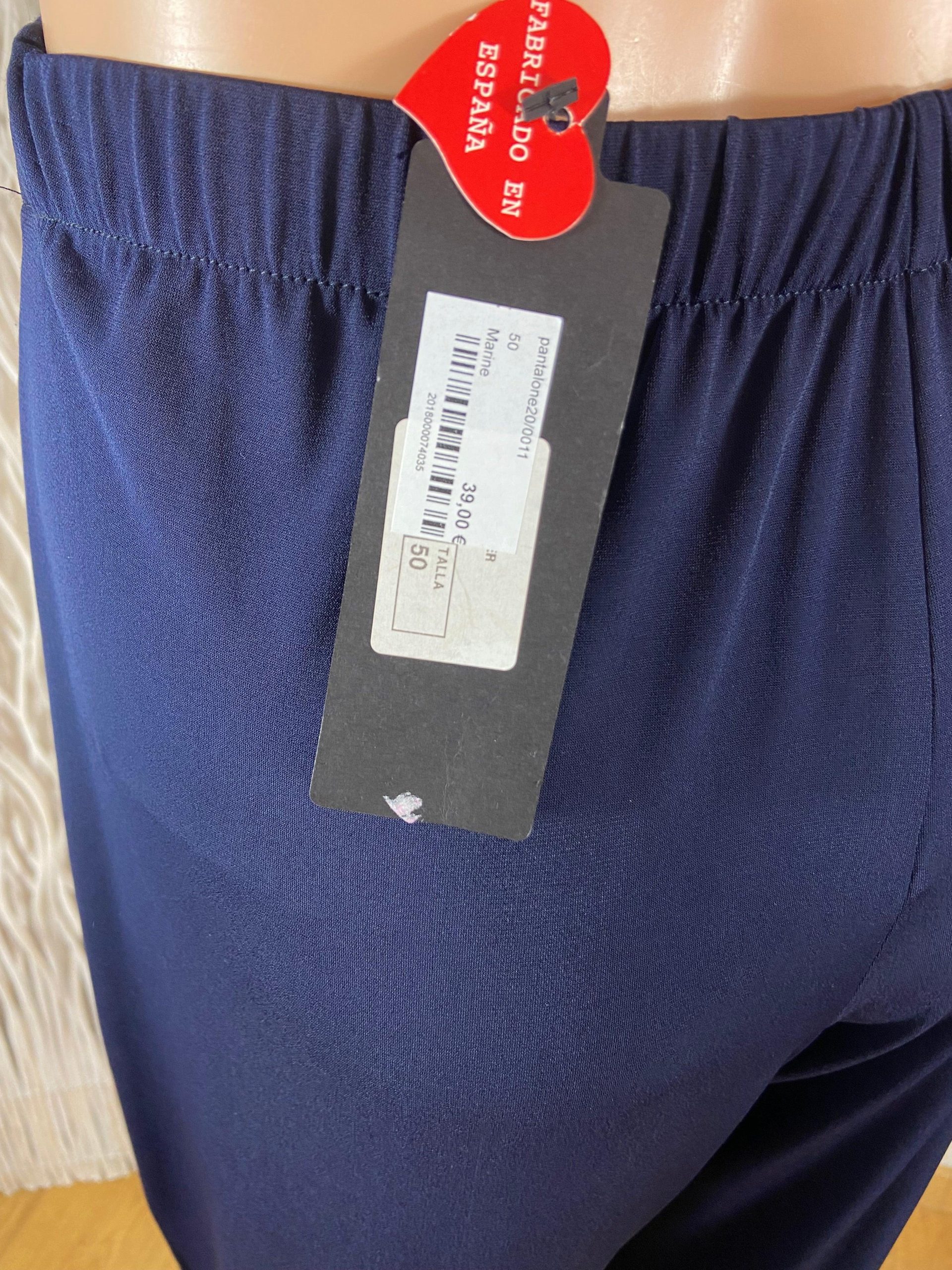 Pantalon fluide bleu marine taille haute élastique Nayat – Image 6