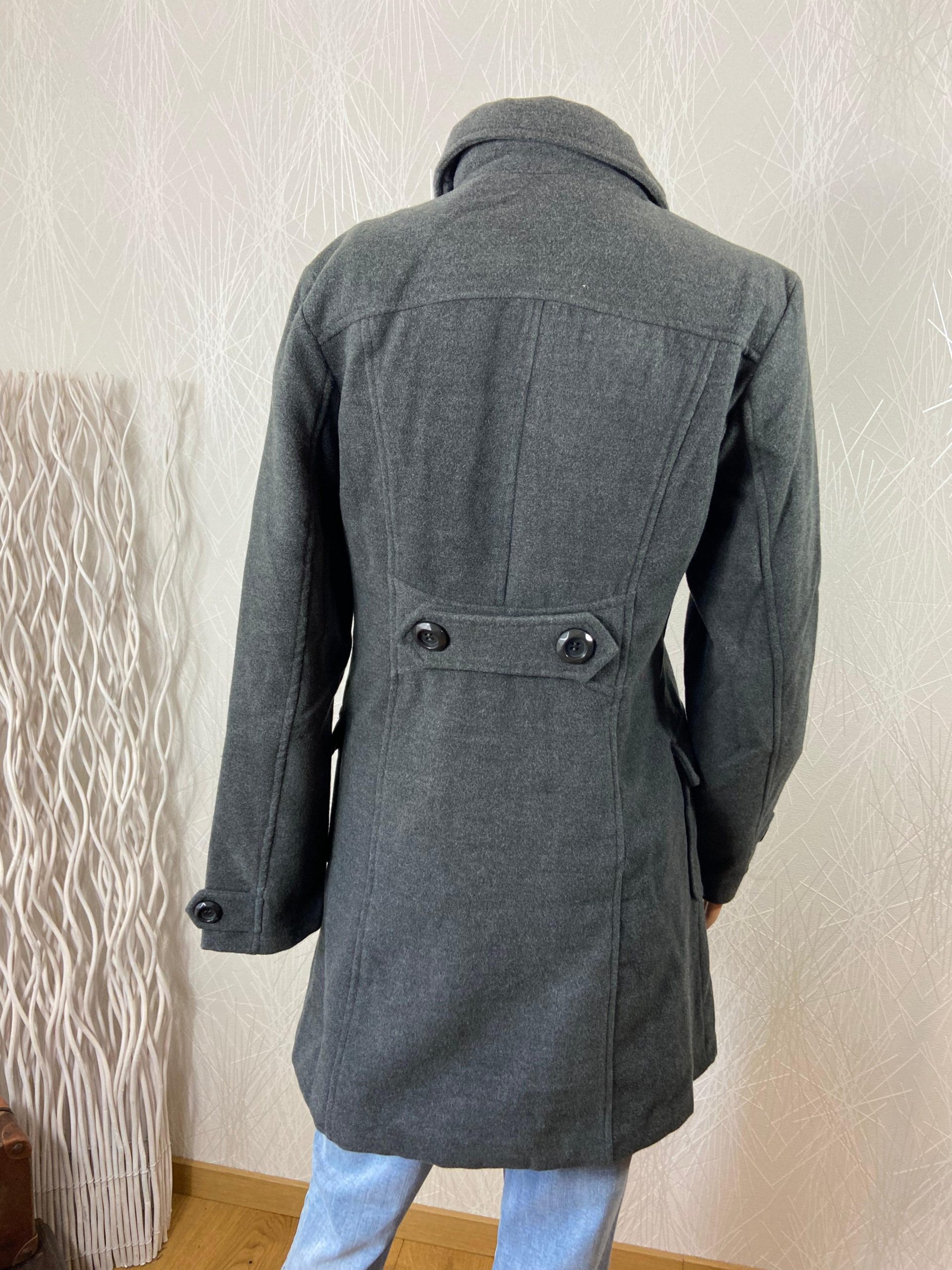 Manteau duffle-coat doublé laine gris Zafa – Image 6