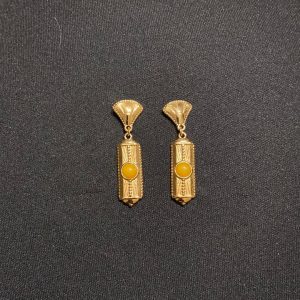 Boucles d’oreilles pendantes plaqué or pierre semi précieuse jaune Shabada