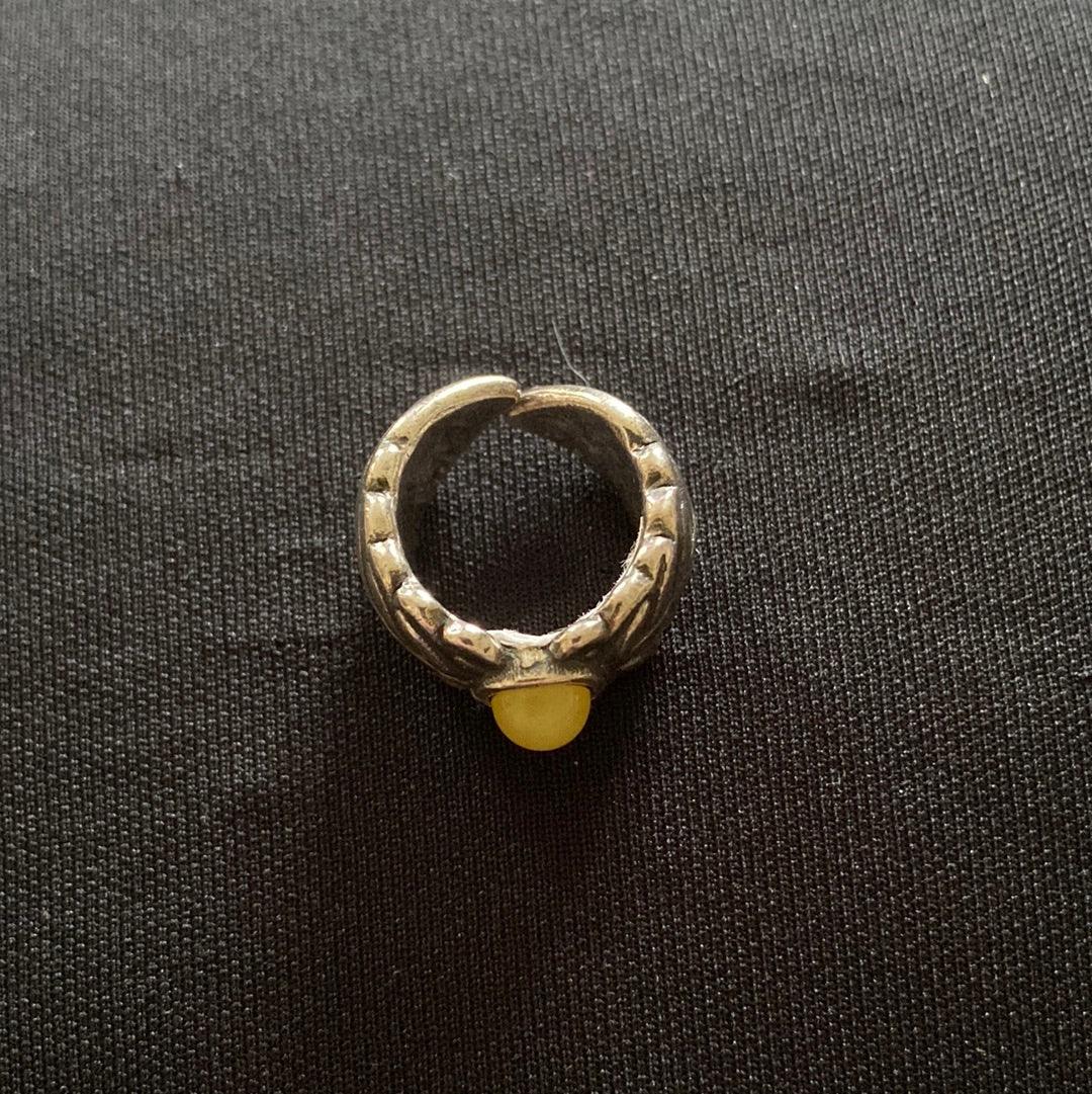 Bague argent ajustable avec motifs de feuilles pierre semi-précieuse jaune Shabada – Image 3