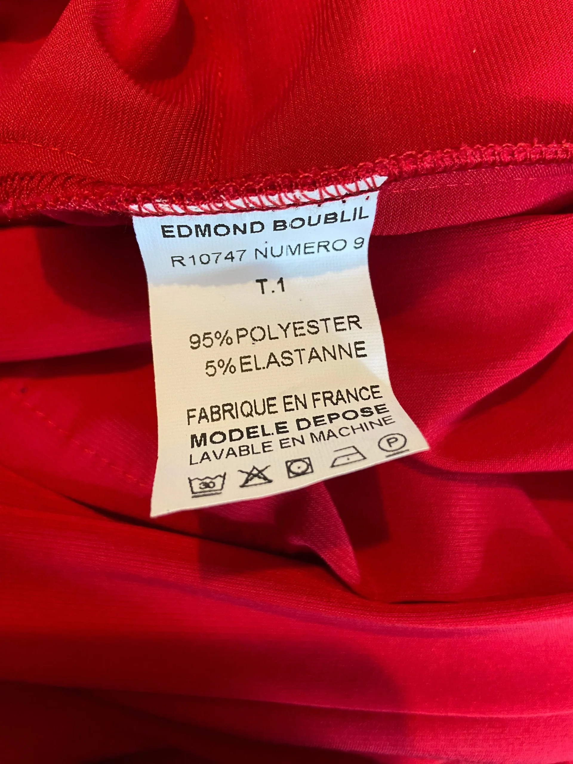 Robe longue rouge bretelles volants Edmond Boublil – Image 6