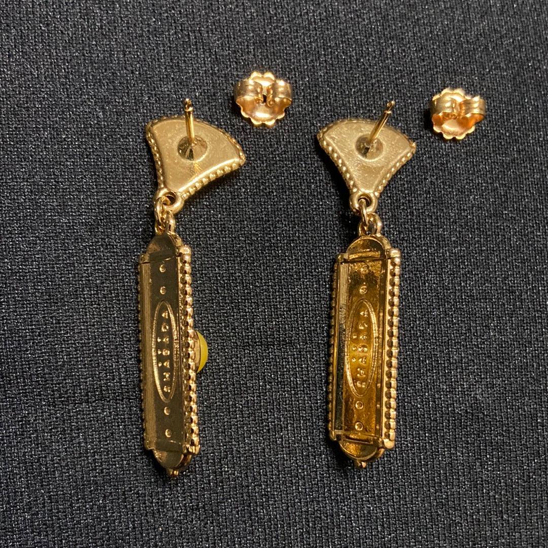 Boucles d’oreilles pendantes plaqué or pierre semi précieuse jaune Shabada – Image 4