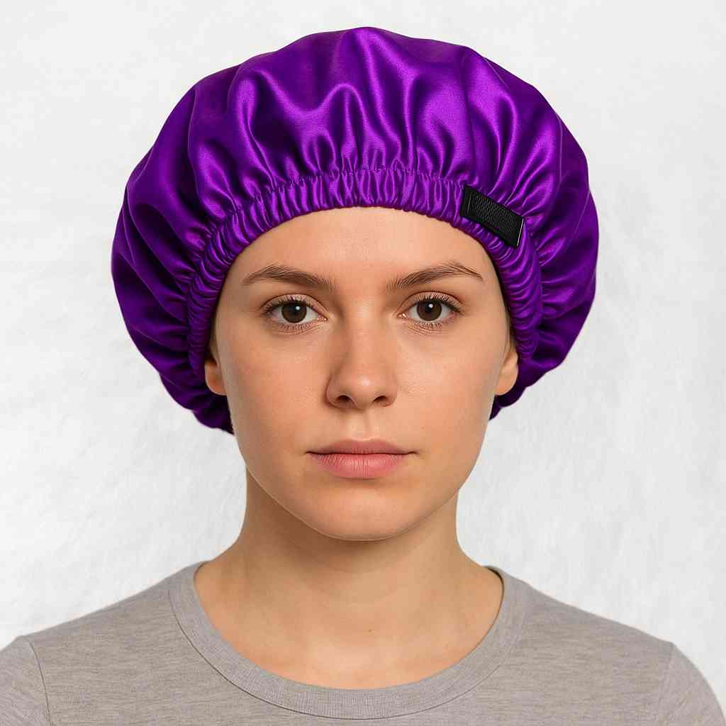 Bonnet en Satin Violet Réglable ! – Image 3