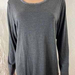 T-shirt gris manches longues doux fluide coupe ajustée C'est beau la Vie