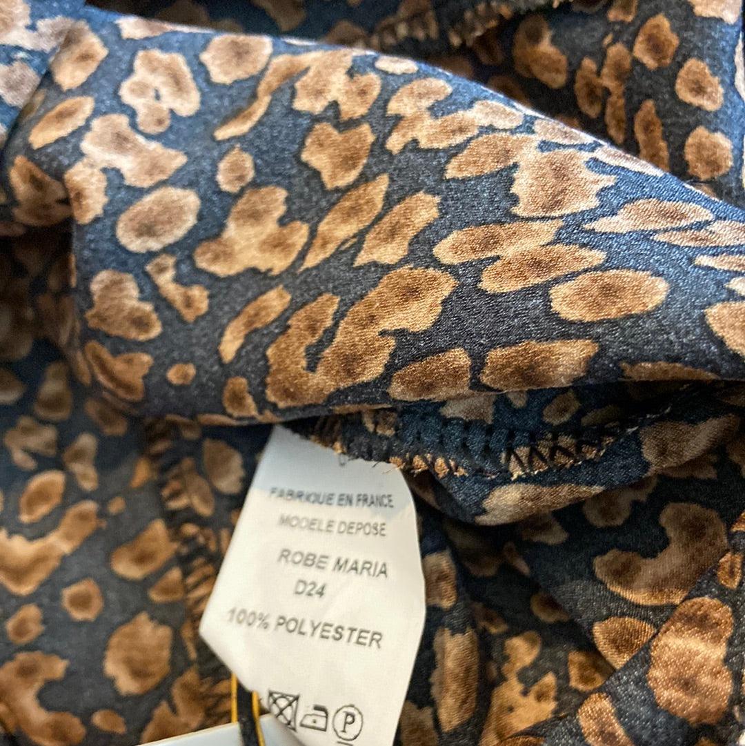 Robe midi marron motif léopard cache coeur modèle Maria Les Petites Fleurs – Image 8