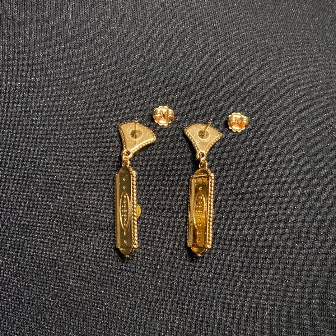 Boucles d’oreilles pendantes plaqué or pierre semi précieuse jaune Shabada – Image 5