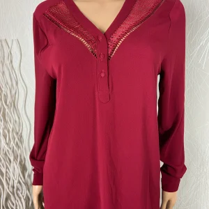 Blouse coupe droite manches longues rouge Deeluxe