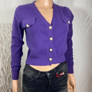 Cardigan court mauve manches longues Lamiar