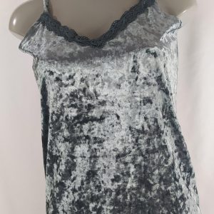 Caraco gris velours satin bretelle dentelle Odema