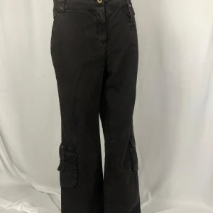 Pantalon tissu demim jeans marron coupe droite coton Tuzzi