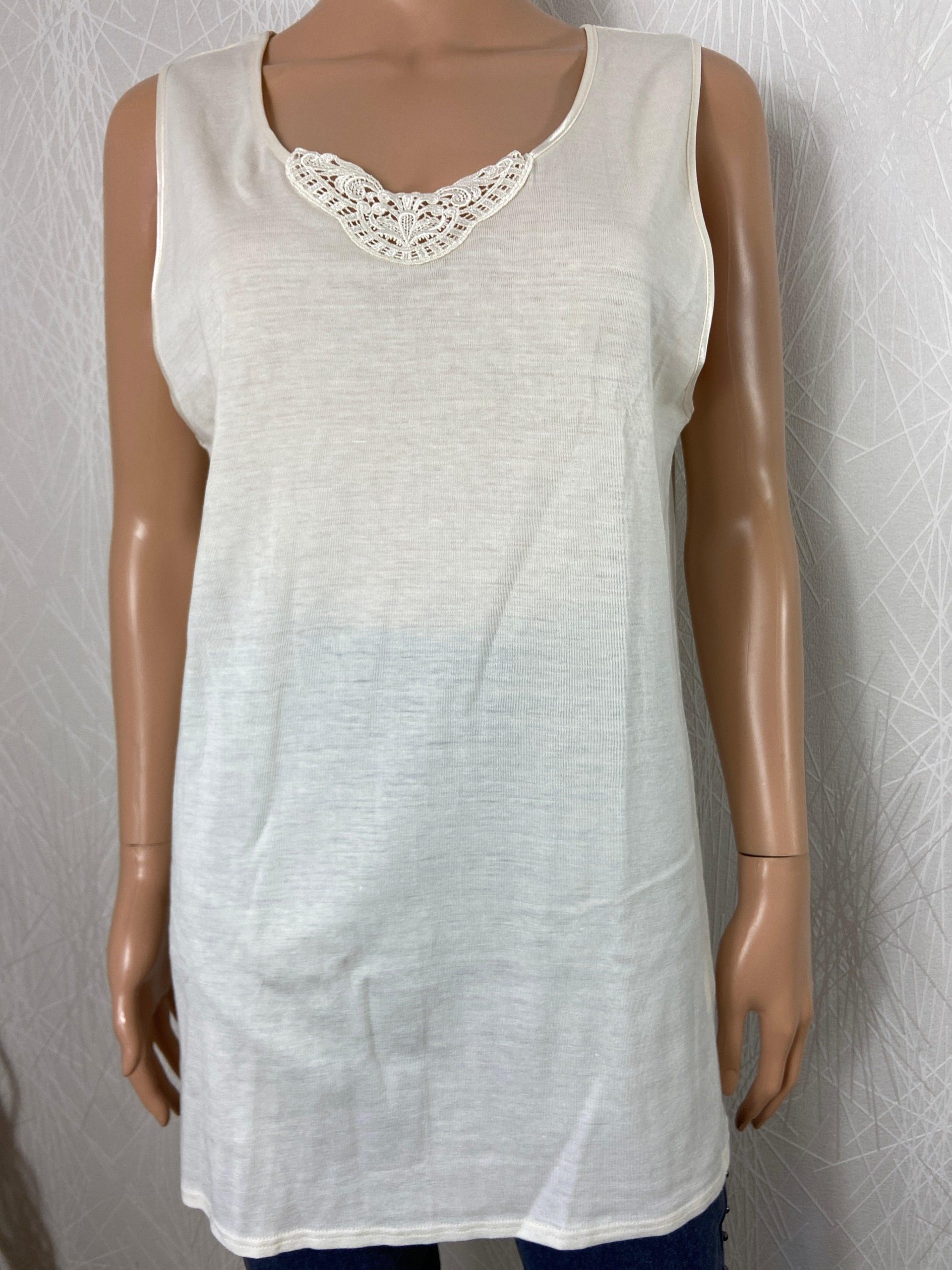 Maillot de corps femme chaud avec laine sans manches dentelle Armor Lux – Image 2