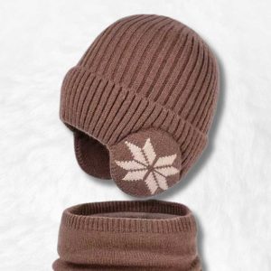 Bonnet Enfant avec Écharpe Marron !