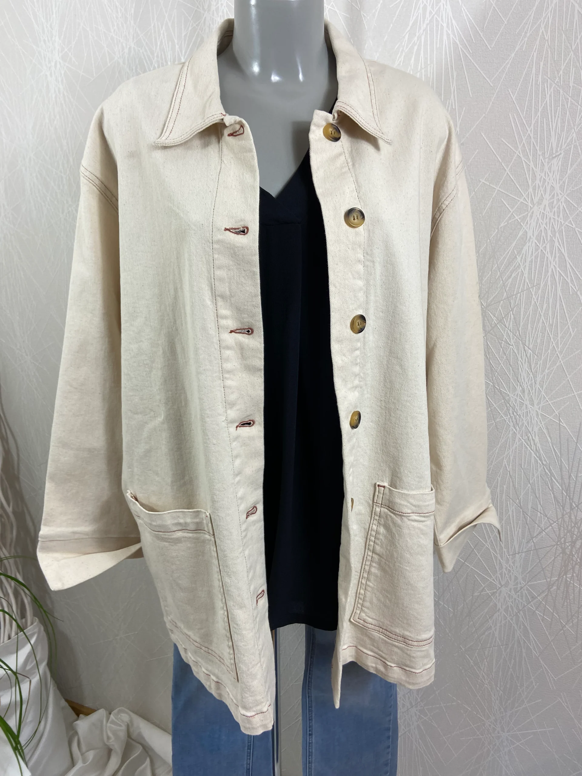 Veste boutonnée coupe droite coton beige Vero Moda – Image 2