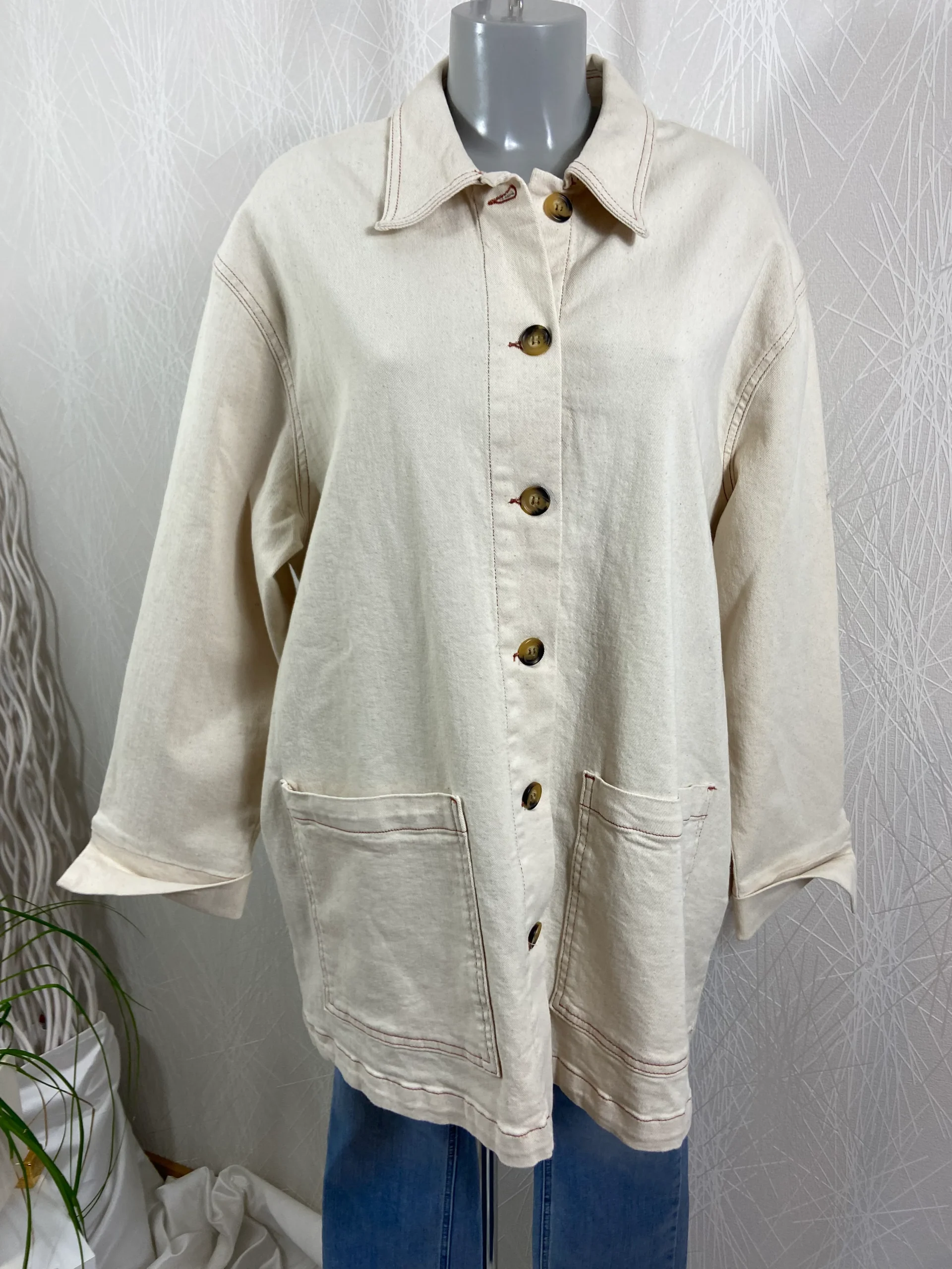 Veste boutonnée coupe droite coton beige Vero Moda – Image 4